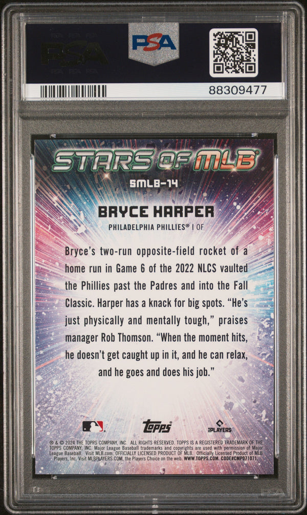 Graded 2024 Topps Bryce Harper #SMLB14 Stars of MLB Baseball Card PSA 10 Gem Mint