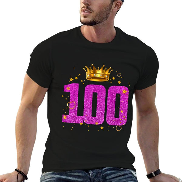 100 Year Old Birthday Crown 100th B-Day Crew Party Friends  Summer-ready Fabric T-Shirt