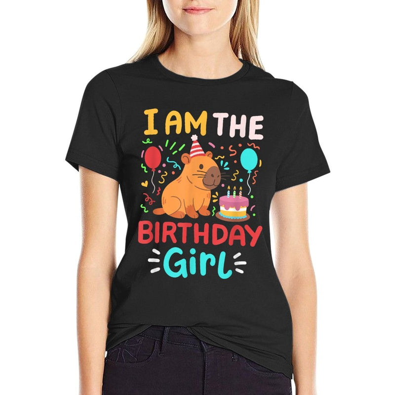 Im The Birthday Girl Cute Capybara Bday Family Matching  Rolled Sleeves T-Shirt