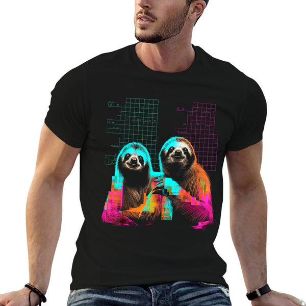 Sloth Geometric Colorful Animal Drawing Art Sloth  Soft T-Shirt