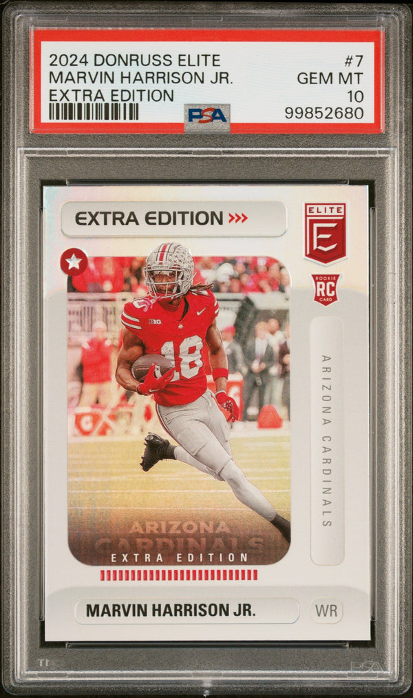 Graded 2024 Panini Donruss Elite Marvin Harrison Jr #7 Extra Edition Rookie RC Football Card PSA 10 Gem Mint