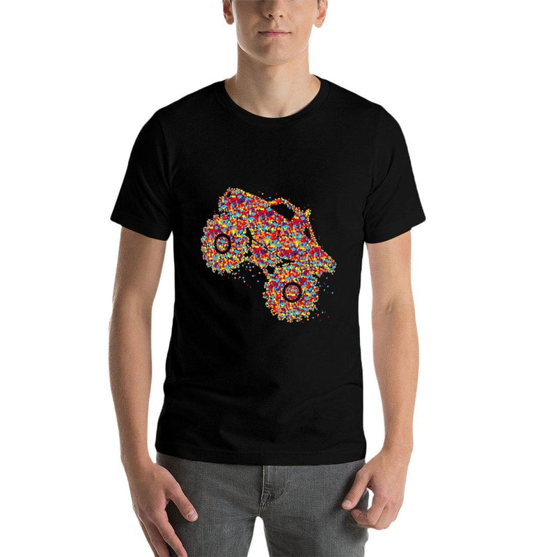 Monster Truck Girls Womens  Ribbed Collar T-Shirt