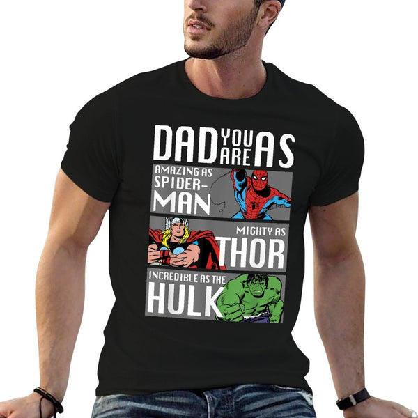 Marvel Fathers Day Spider-Man Thor Hulk Dad Attributes  Breathable T-Shirt
