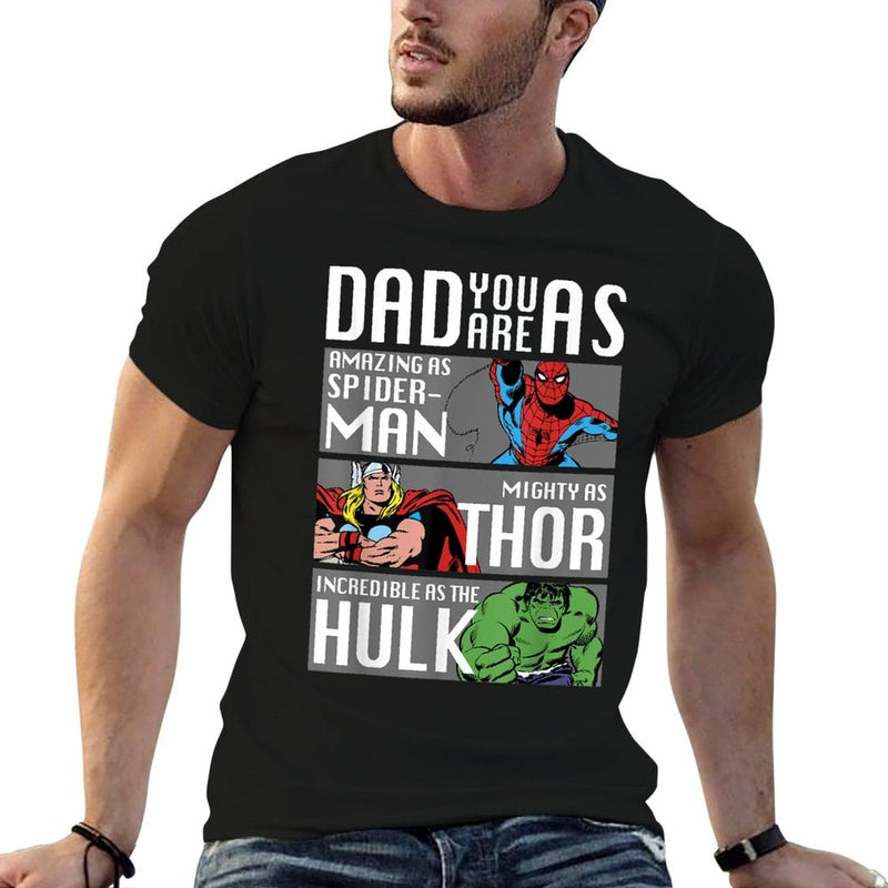 Marvel Fathers Day Spider-Man Thor Hulk Dad Attributes  Breathable T-Shirt