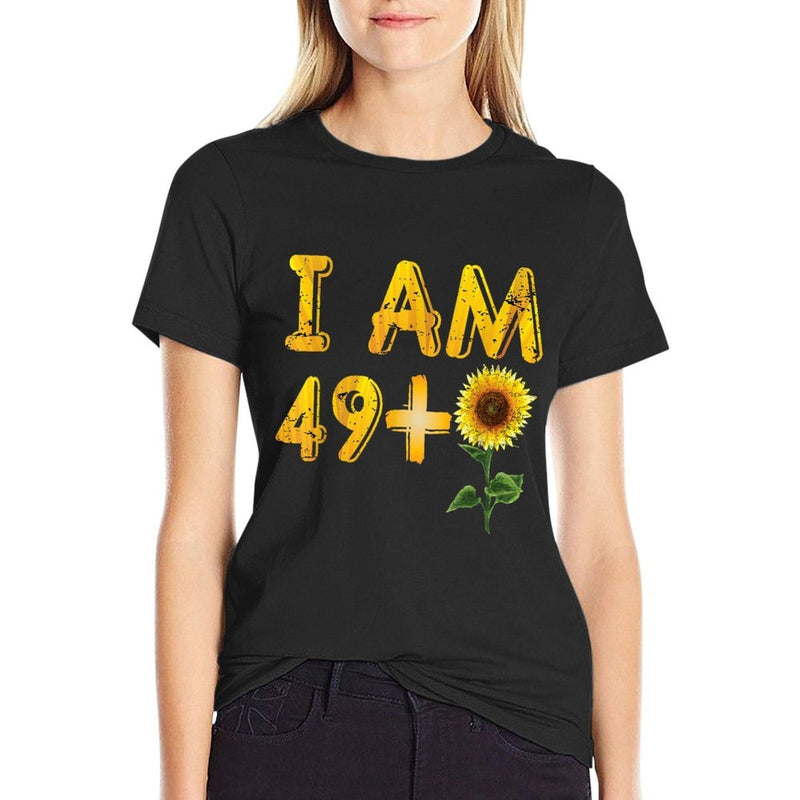 Awesome 50th Birthday Gifts 49+1 Floral Birthday  Cotton T-Shirt