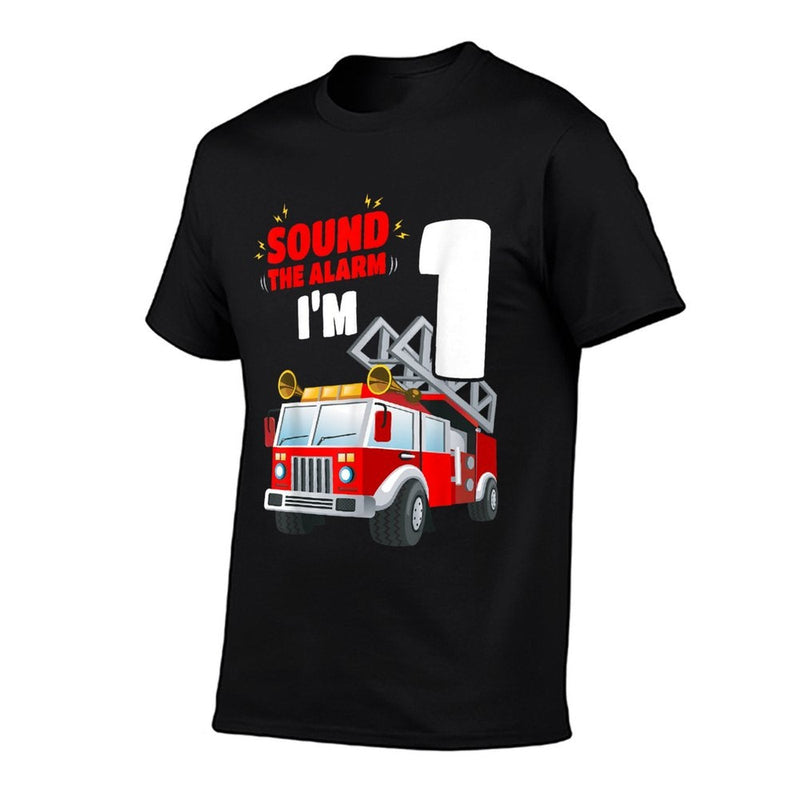 Kids Fire Truck 1st Birthday 1 Year Old FireFighter  Stretchy T-Shirt