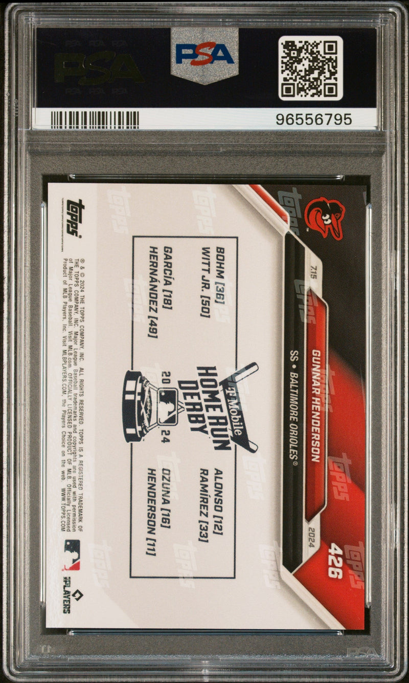 Graded 2024 Topps Now Gunnar Henderson #426 2024 HR Derby Baseball Card PSA 10