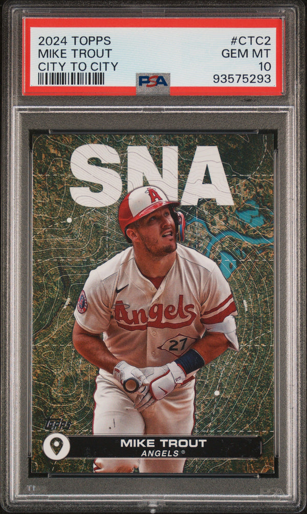 Graded 2024 Topps Mike Trout #CTC2 City to City Baseball Card PSA 10 Gem Mint