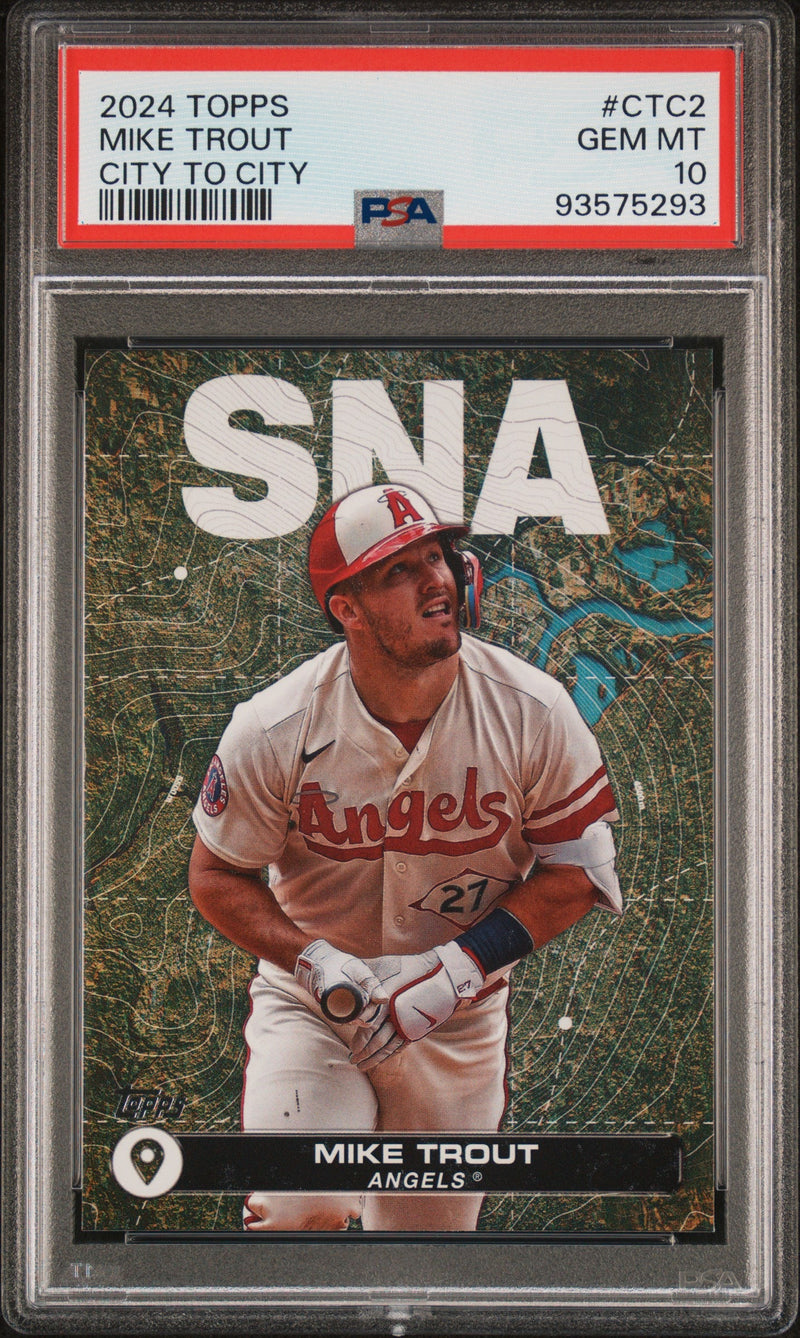 Graded 2024 Topps Mike Trout #CTC2 City to City Baseball Card PSA 10 Gem Mint