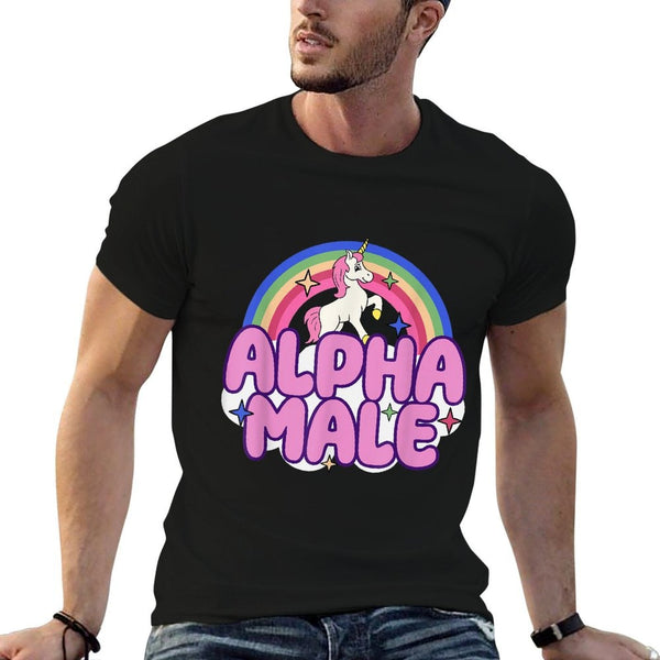 Alpha Male Unicorn Funny Sarcastic Ironic Weird Y2K Humor  Wrinkle-resistant T-Shirt