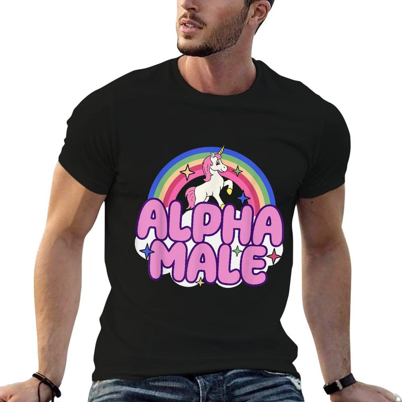 Alpha Male Unicorn Funny Sarcastic Ironic Weird Y2K Humor  Wrinkle-resistant T-Shirt