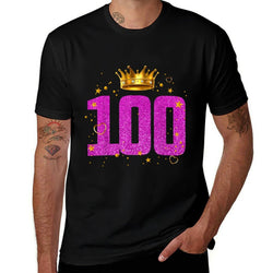 100 Year Old Birthday Crown 100th B-Day Crew Party Friends  Summer-ready Fabric T-Shirt