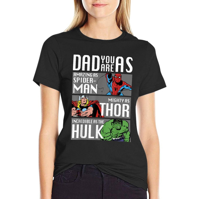 Marvel Fathers Day Spider-Man Thor Hulk Dad Attributes  Breathable T-Shirt