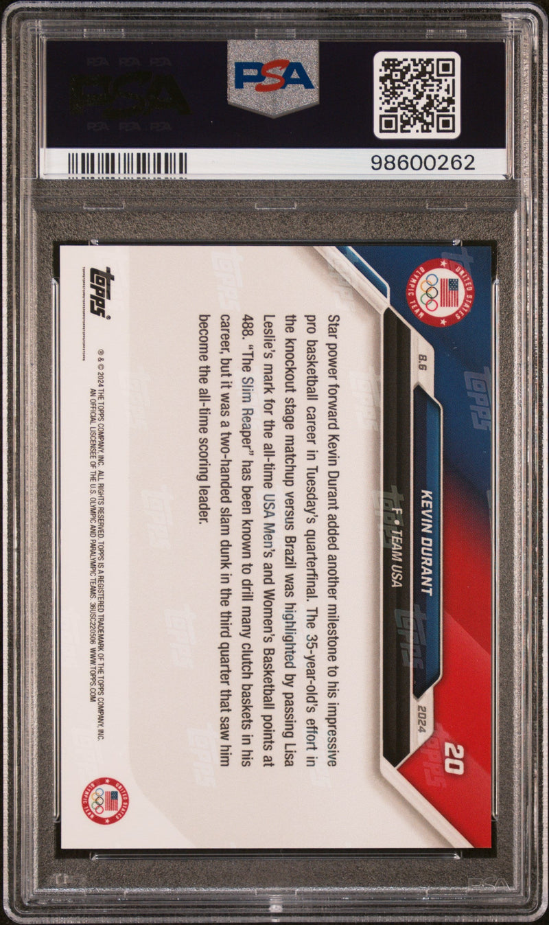 Graded 2024 Topps Now Olympics Kevin Durant #20 Basketball Card PSA 9 Mint
