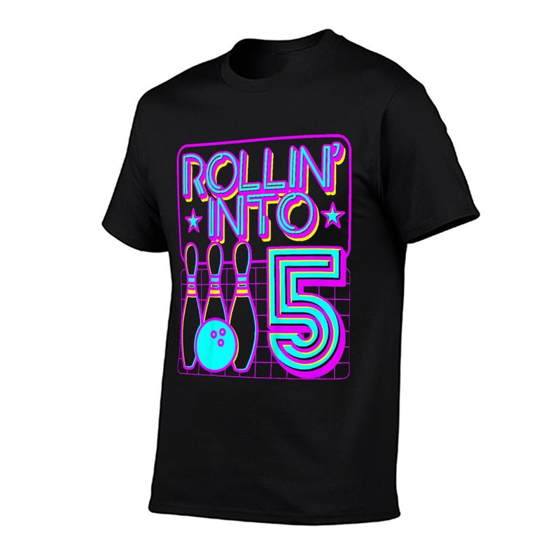 Kids Rollin Into 5 Bowling Bowler 5th Birthday Party Girls  Vintage-inspired T-Shirt