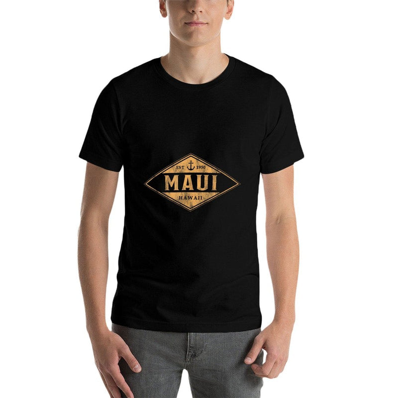 Maui Hawaii Souvenir Vacation Vintage Badge Mens Womens  Slim-fit Cut T-Shirt