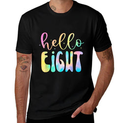 Tie Dye Hello Eight 8 Year Old 8th Birthday Girl Age 8 BDay  Heathered Texture T-Shirt