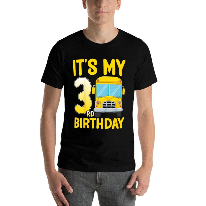 Kids It's My 3rd Birthday School Bus 3 Years Old Kids Toddler Comfortable T-Shirt