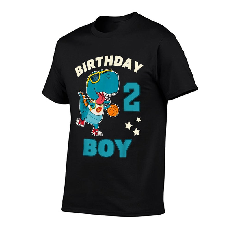 Kids Two 2 Year Old Basketball Dinosaur 2nd Birthday Boy Comfortable T-Shirt