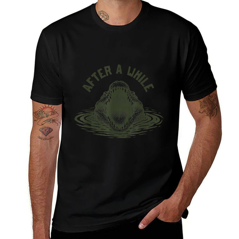 After A While Crocodile Funny Animal Graphic Meme  Heathered Texture T-Shirt