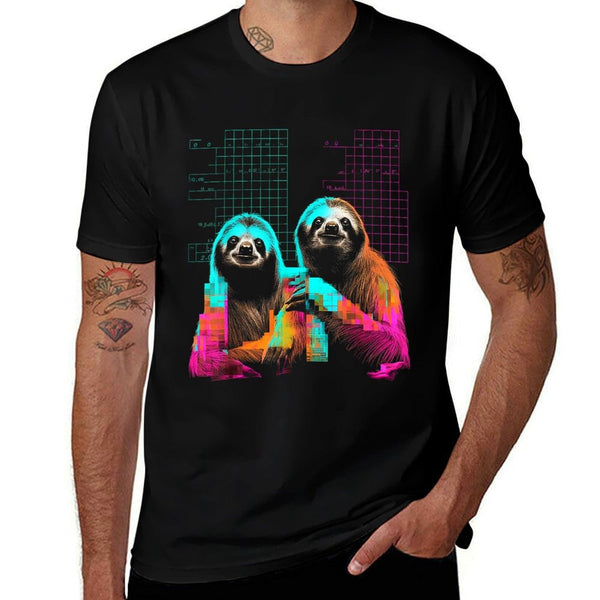 Sloth Geometric Colorful Animal Drawing Art Sloth  Soft T-Shirt