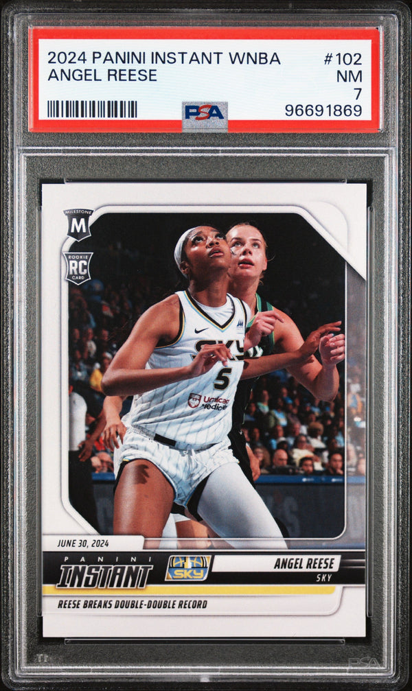 Graded 2024 Panini Instant WNBA Angel Reese #102 Rookie RC Basketball Card PSA 7 Near Mint