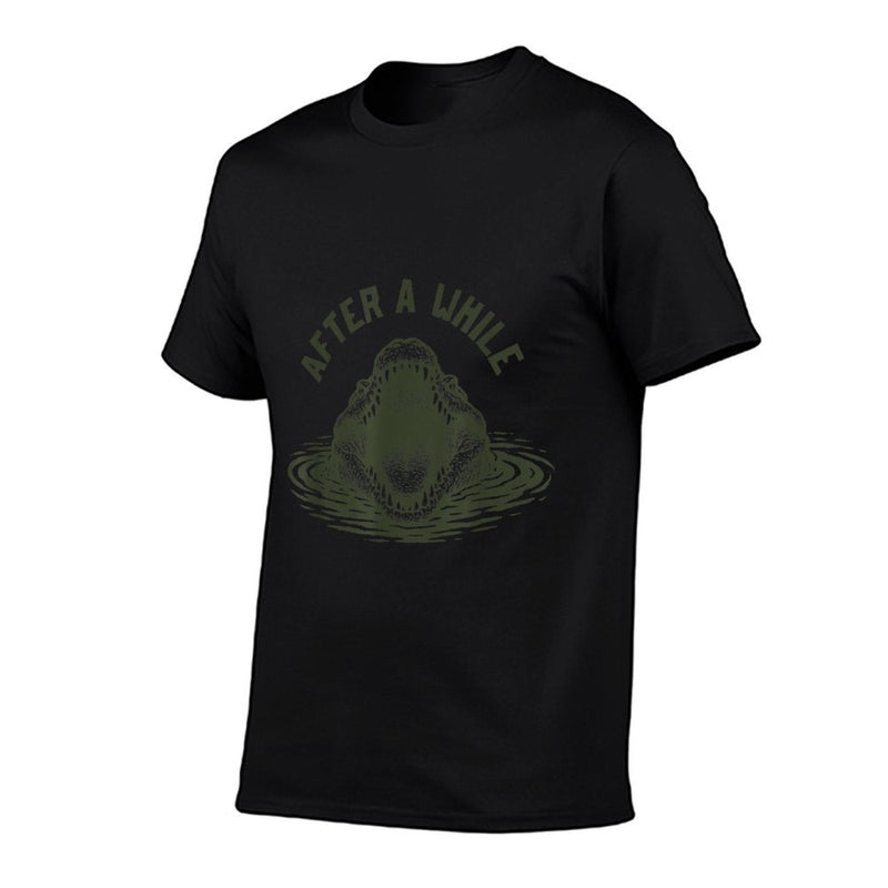 After A While Crocodile Funny Animal Graphic Meme  Heathered Texture T-Shirt