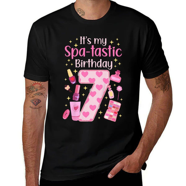 Kids 7th Spa Birthday Seven Year Old Spa B-Day Girls Spa Party  Stretchy T-Shirt