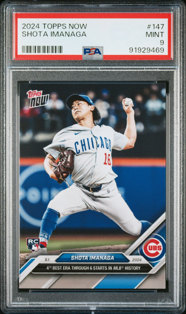Graded 2024 Topps Now Shota Imanaga #147 Rookie RC Baseball Card PSA 9 Mint
