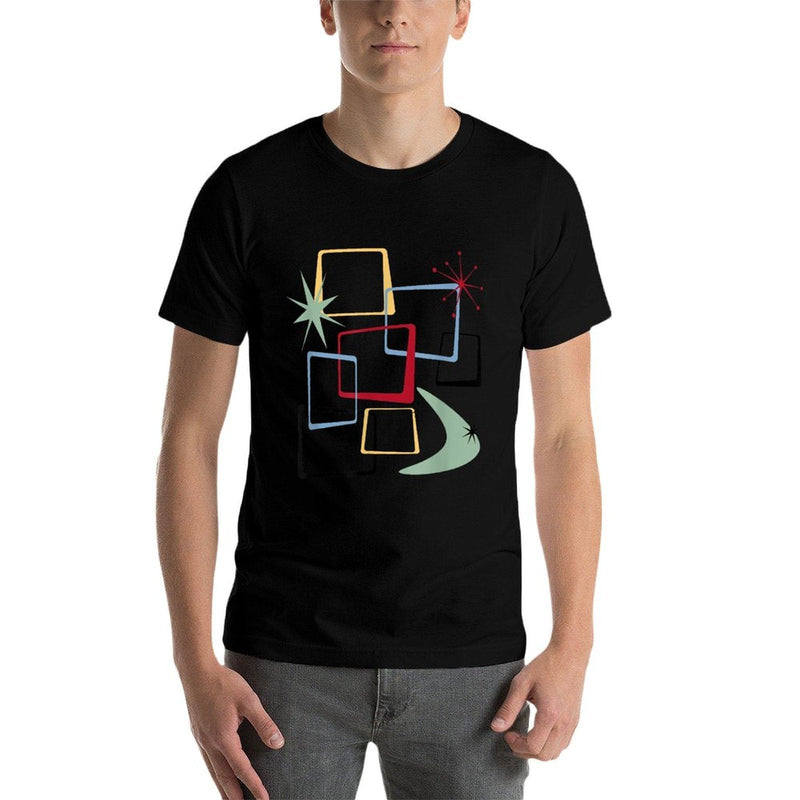 Retro Atomic Squares Stars And Boomerang Mid Century Modern  Cotton T-Shirt