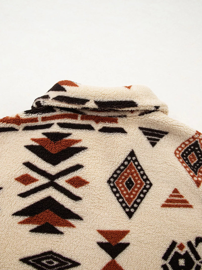 Tasia Western Aztec Half Zip Plush Sweatshirt