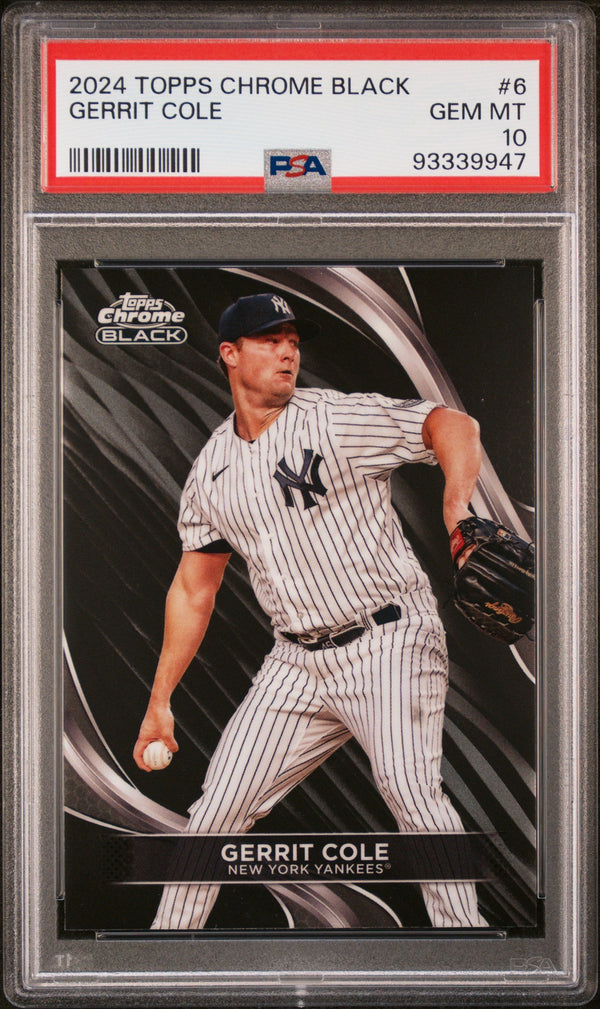 Graded 2024 Topps Chrome Black Gerrit Cole #6 Baseball Card PSA 10 Gem Mint
