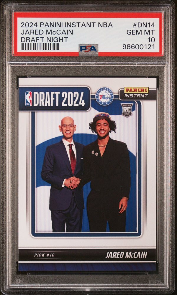 Graded 2024 Panini Instant NBA Jared McCain #DN14 Draft Night Rookie RC Basketball Card PSA 10 Gem Mint