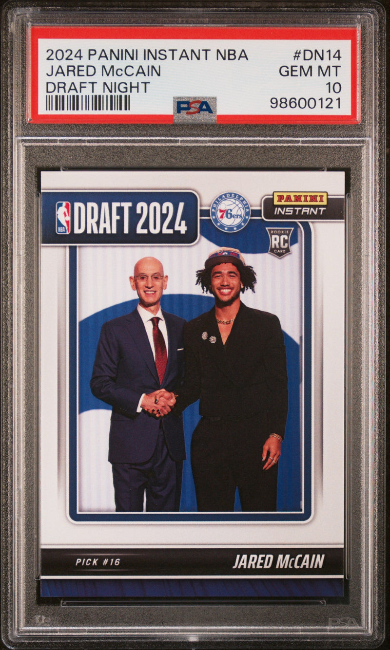Graded 2024 Panini Instant NBA Jared McCain #DN14 Draft Night Rookie RC Basketball Card PSA 10 Gem Mint