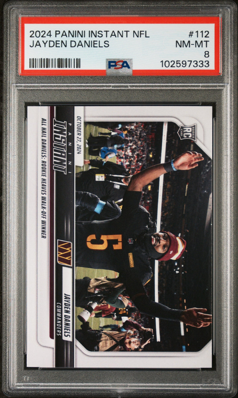 Graded 2024 Panini Instant NFL Jayden Daniels #112 Rookie RC Football Card PSA 8 Near Mint