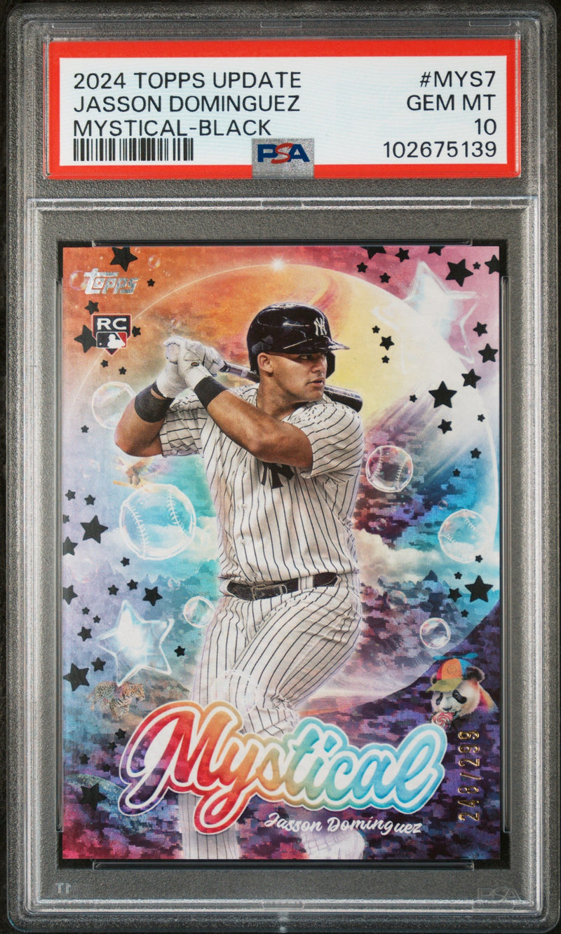 Graded 2024 Topps Update Jasson Dominguez #MYS7 Mystical Black #/299 Rookie RC Baseball Card PSA 10 Gem Mint