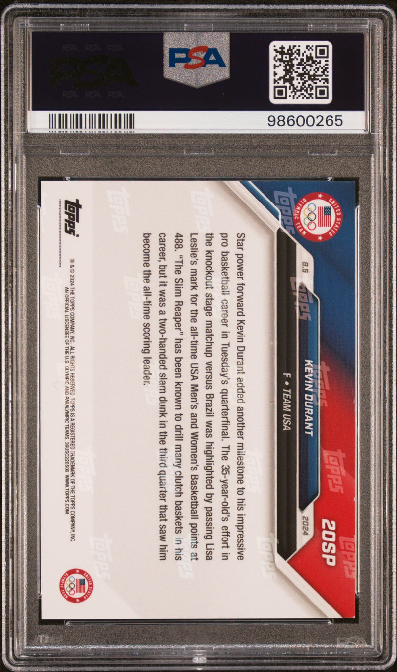 Graded 2024 Topps Now Olympics Kevin Durant #20SP Basketball Card PSA 9 Mint