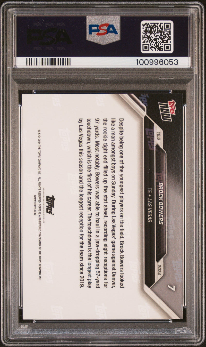 Graded 2024 Topps Now Brock Bowers #7 Rookie RC Football Card PSA 10 Gem Mint