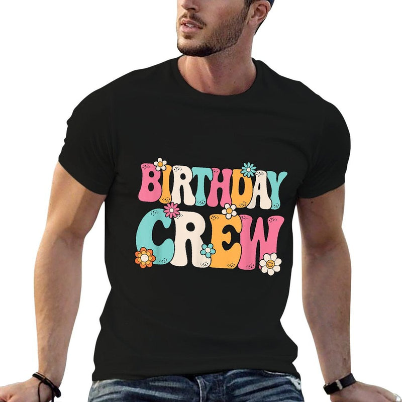 Groovy Birthday Crew Men Women Boys Girlsns Kids  Polyester Blend T-Shirt