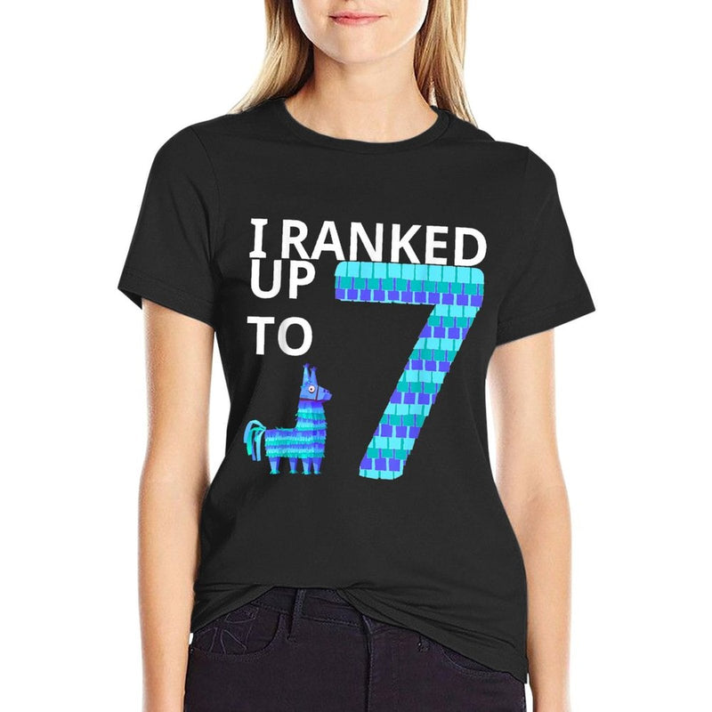 I Ranked Up To 7 Birthday Video Game Llama Piñata Birthday  Summer-ready Fabric T-Shirt