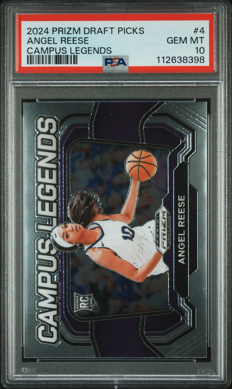 Graded 2024 Panini Prizm Draft Picks Angel Reese #4 Campus Legends Rookie RC Basketball Card PSA 10 Gem Mint