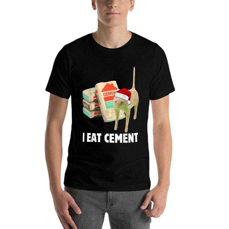 I Eat Cement Funny Cat Meme Christmas Pajamas Cursed Memes  Quick-drying T-Shirt