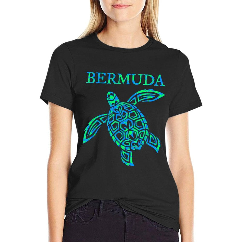 Bermuda Sea Turtle Girls Boys Travel Souvenir Mens Womens  Polyester Blend T-Shirt