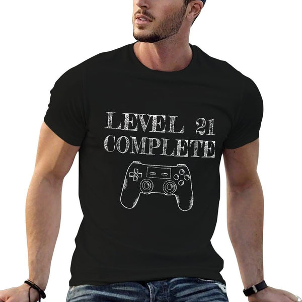 21st Birthday Gaming Level 21 Complete Men  Rolled Sleeves T-Shirt