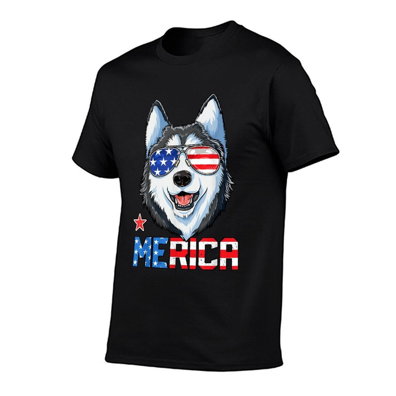 Siberian Husky 4th of July Merica Men Women American  Affordable Price T-Shirt