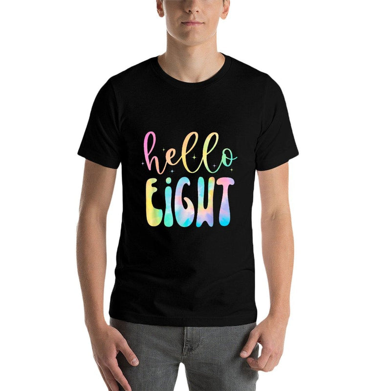Tie Dye Hello Eight 8 Year Old 8th Birthday Girl Age 8 BDay  Heathered Texture T-Shirt