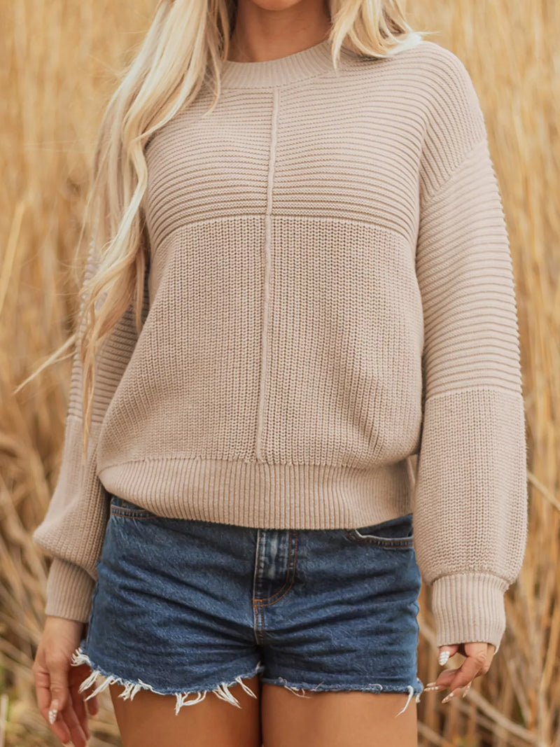 Delaney Texture Knitted Dropped Shoulder Sweater