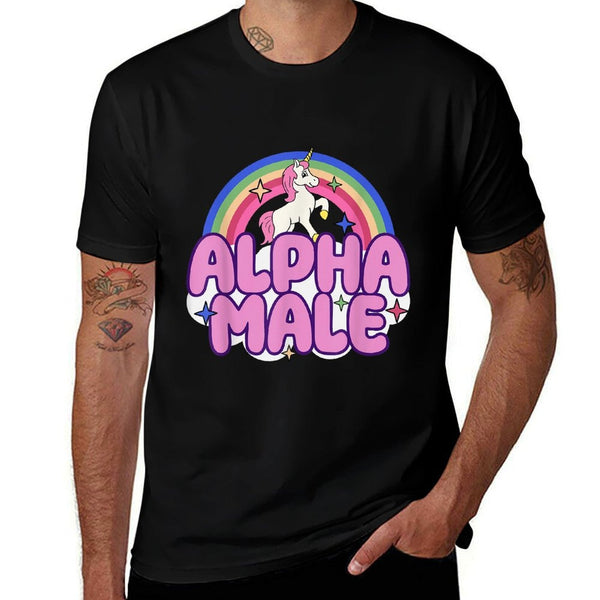 Alpha Male Unicorn Funny Sarcastic Ironic Weird Y2K Humor  Wrinkle-resistant T-Shirt
