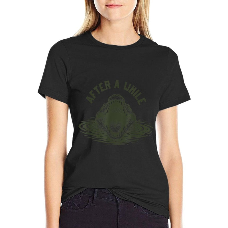 After A While Crocodile Funny Animal Graphic Meme  Heathered Texture T-Shirt