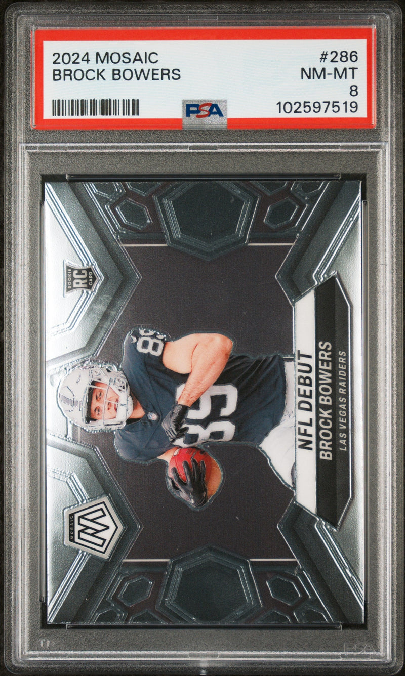 Graded 2024 Panini Mosaic Brock Bowers #286 Rookie RC Football Card PSA 8 Near Mint
